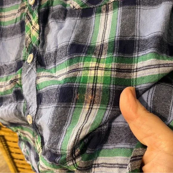 Aerie flannel Blue and Green mixed Plaid Pajama Set Med top large bottoms - Picture 7 of 9